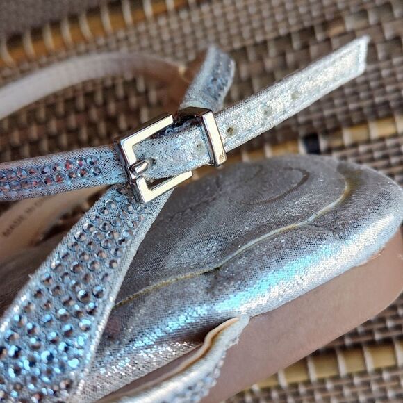 Jessica Simpson Silver Quilted Gladiator Strap Sandals Women's Size 9 - Picture 10 of 13